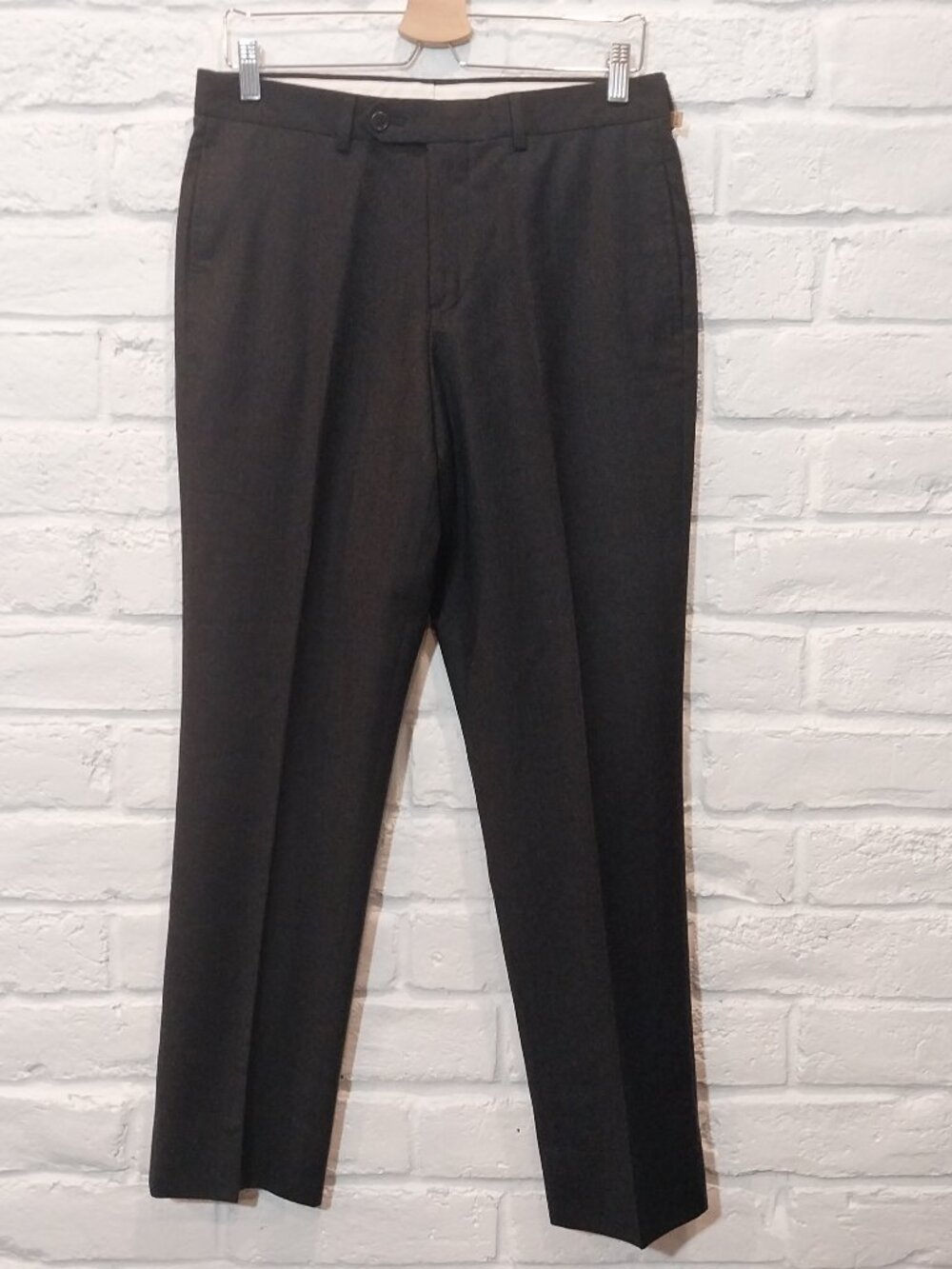 Brooks Brothers 100% Wool Dress Pants Mens 32x30 Dark Gray Regent Fit Flat Front